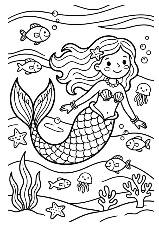 Desenhos de sereia para colorir para imprimir e colorir - imagem 4